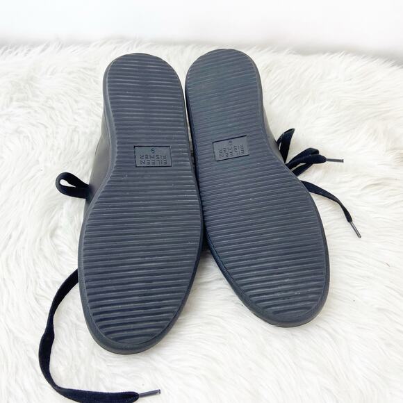 Eileen Fisher 9 Womens Black Leather Cal Washed Fashion Sneakers - Picture 9 of 10